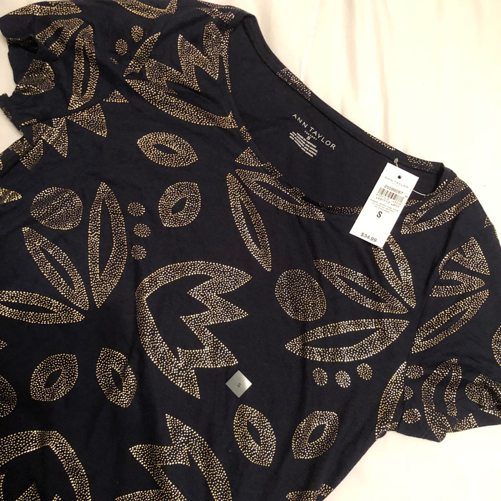 NEW Blue&gold Ann Taylor Factory T-shirt.